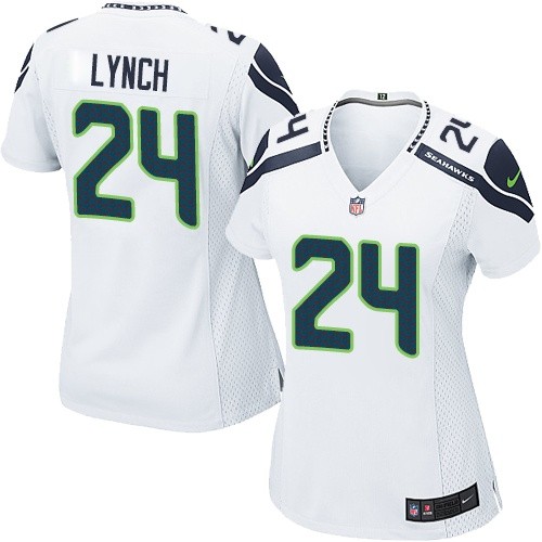 Women's Limited Marshawn Lynch Nike Jersey White Road - #24 NFL Seattle Seahawks